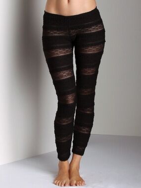 Free People Ruffle Legging Black XS  extra small tiered sheer
